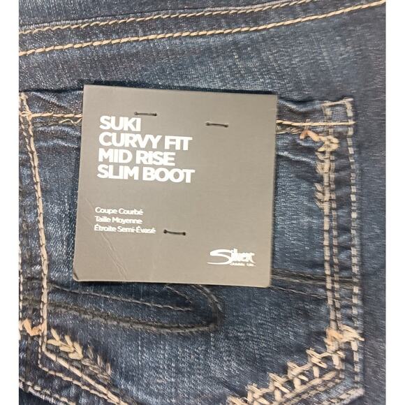 Silver Jeans Suki Curvy Mid Rise Slim Boot Dark Wash Women’s Jeans 18W/31 NWT - Picture 7 of 7